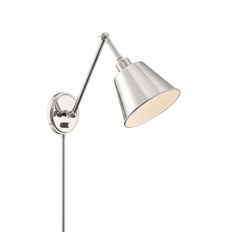 Mitchell Polished Nickel 1-Light Adjustable Sconce with Steel Shade