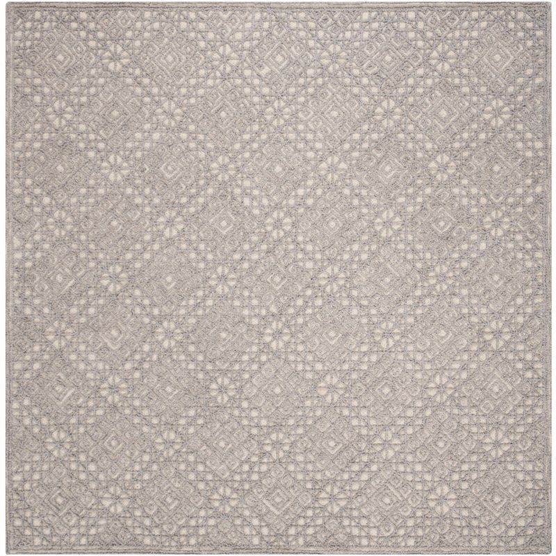 Gray Square Hand-Tufted Wool Area Rug