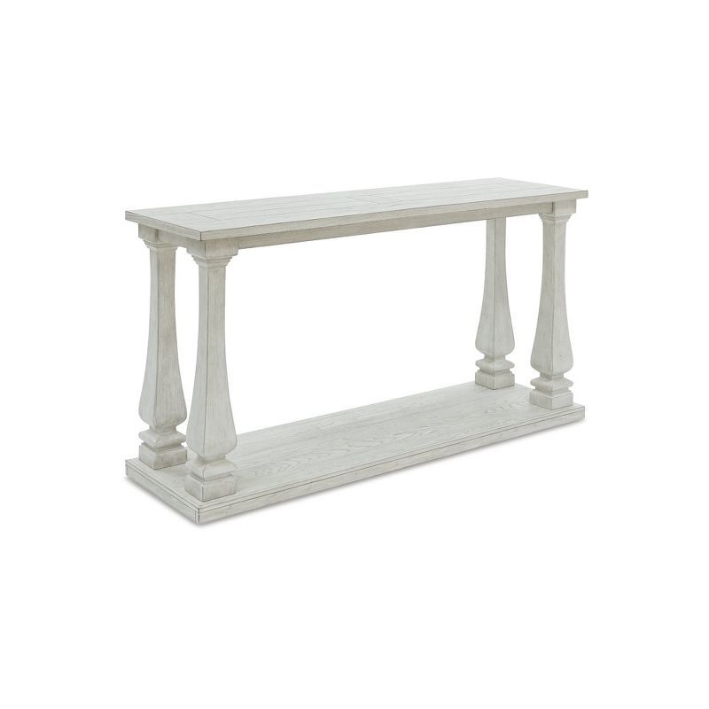 White Rectangular Traditional Wood Sofa Table with Storage