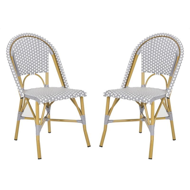 Salcha Gray and White Wicker Bistro Side Chair Set