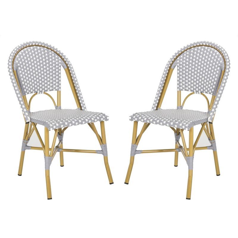 Salcha Gray and White Wicker Bistro Side Chair Set