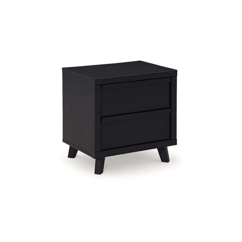 Black Modern 2-Drawer Nightstand with Wireless Charging