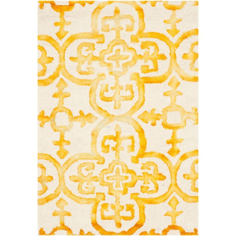 Ivory and Gold Hand-Tufted Wool Area Rug