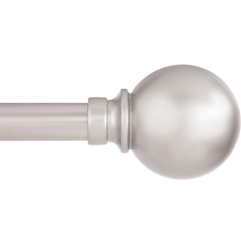 Mercer Brushed Nickel Adjustable Curtain Rod with Ball Finials