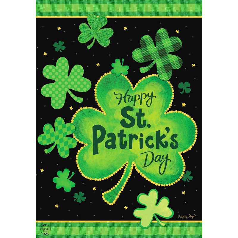 St. Patrick's Day Green Shamrock Polyester Garden Flag