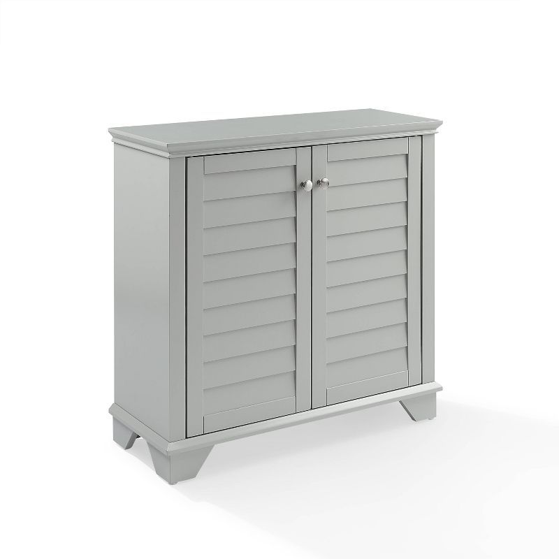 Gray Faux-Louvered Bathroom Storage Cabinet with Adjustable Shelves