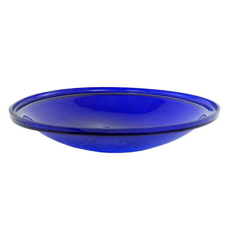 Cobalt Blue Crackle Glass Hanging Birdbath Bowl