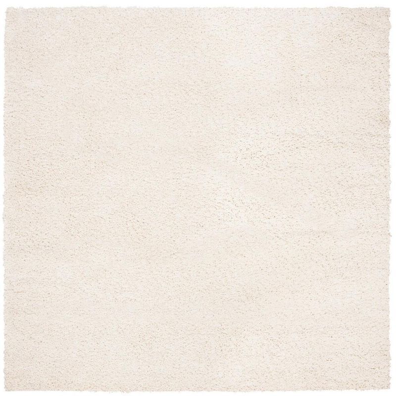 Ivory Square Shag Synthetic Area Rug, 6'7"