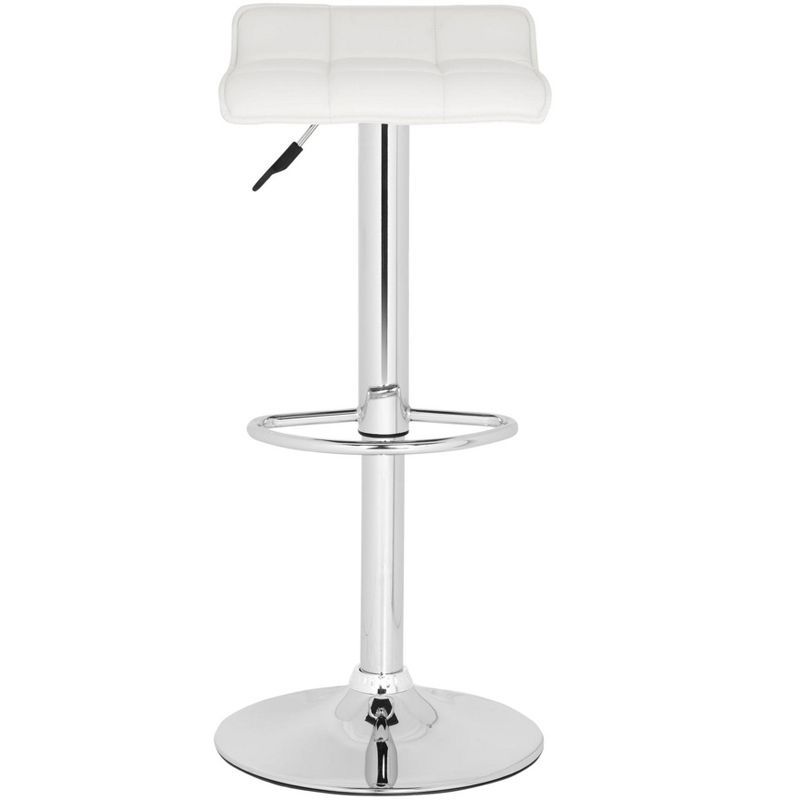 Lamita White Adjustable Swivel Bar Stool with Chrome Base