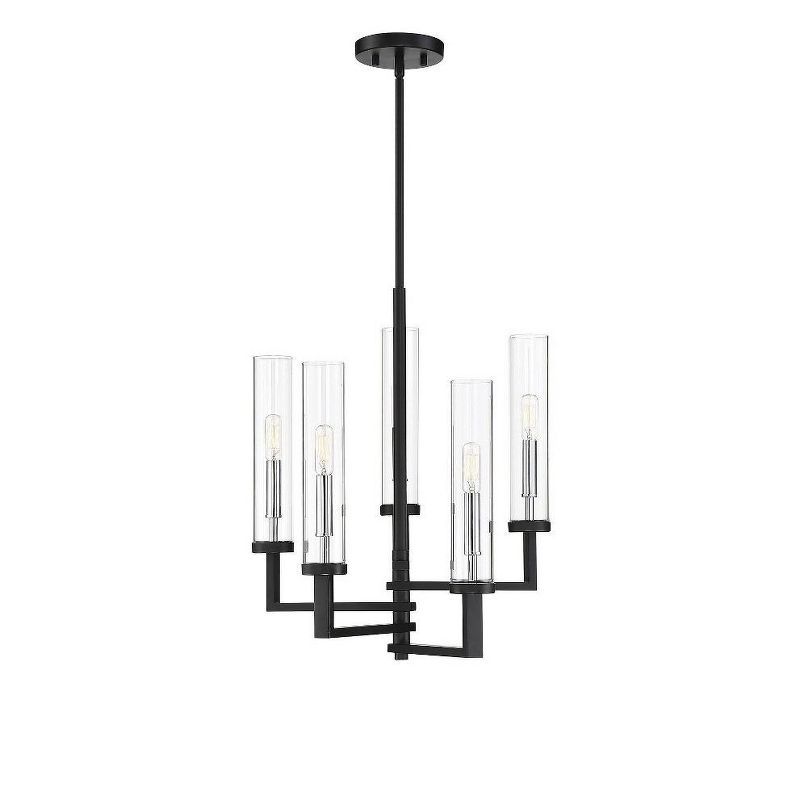 Folsom Matte Black and Chrome 5-Light Chandelier