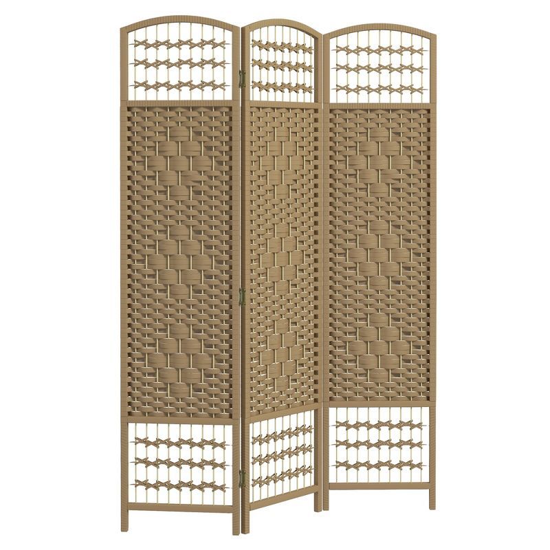 Natural Wood 3-Panel Folding Privacy Screen Room Divider