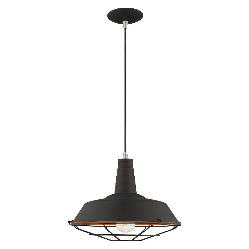 Black Aluminum Mini Pendant Light with Caged Diffuser