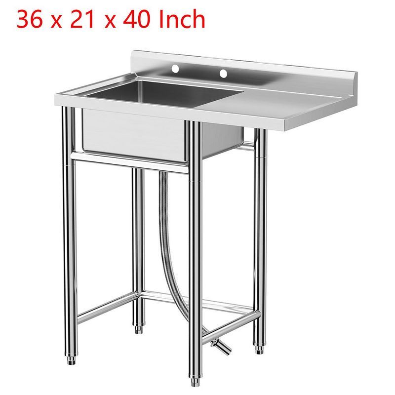 36 Inch Stainless Steel Single Bowl Freestanding Kitchen Sink with Worktop