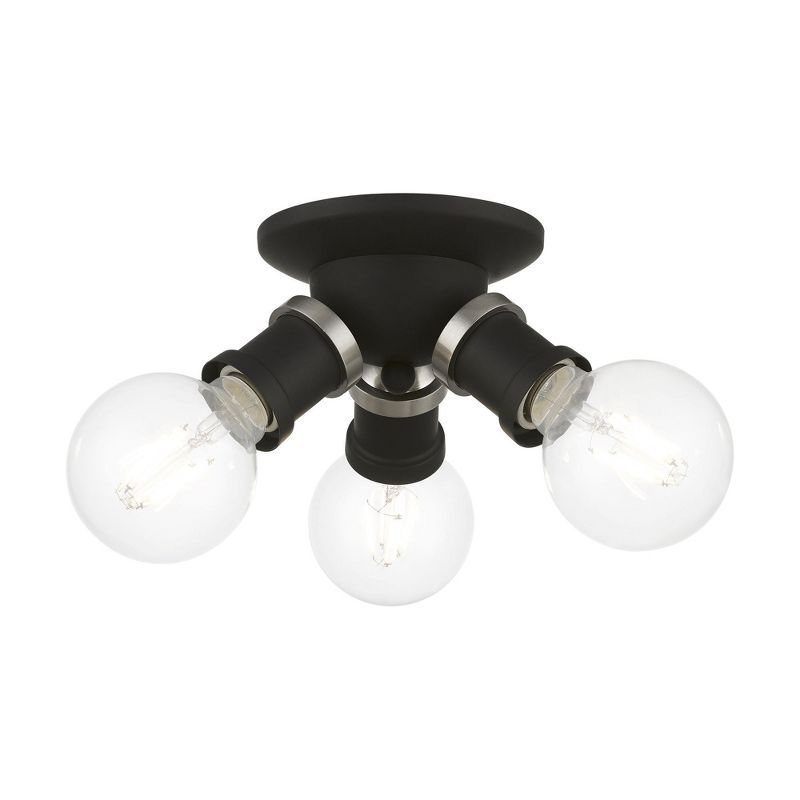 Lansdale 7" Transitional 3-Light Black & Brushed Nickel Flush Mount