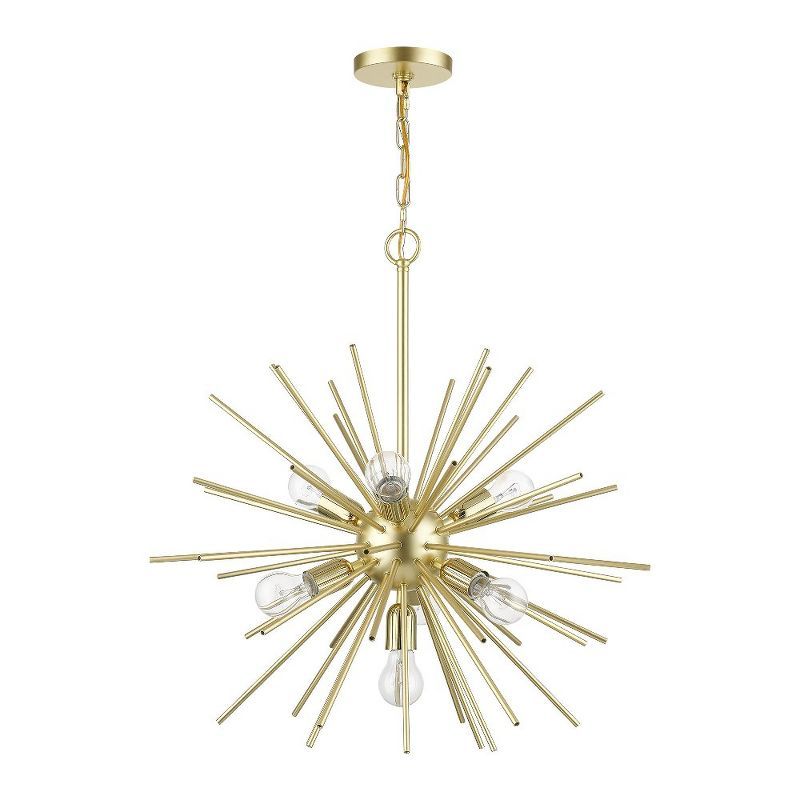 Tribeca Soft Gold and Polished Brass Iron Rod 7-Light Pendant