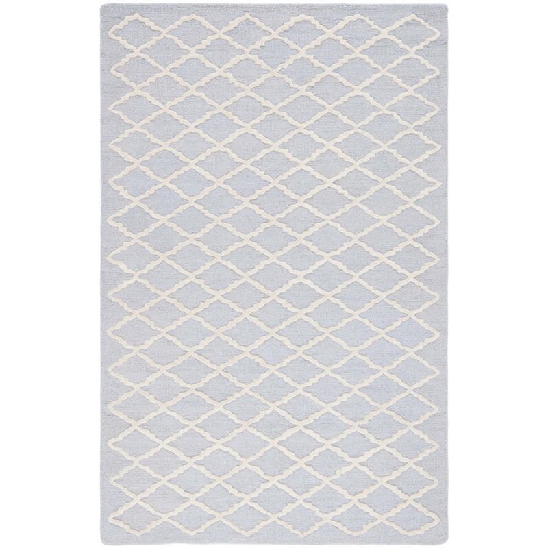 Light Blue and Ivory Hand-Tufted Wool 4' x 6' Area Rug