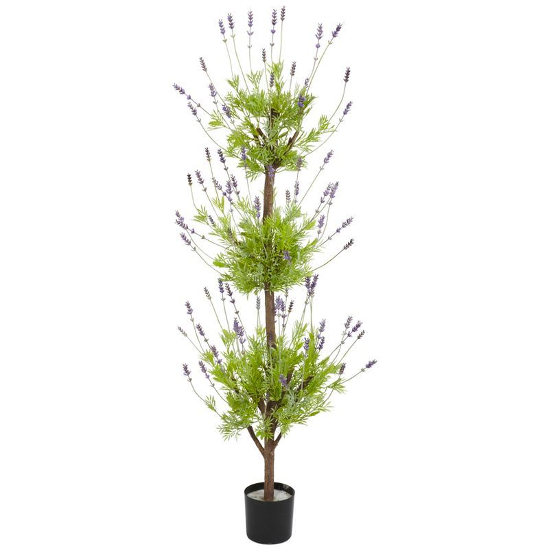 Lavender Silk and Plastic Outdoor Potted Topiary Tree