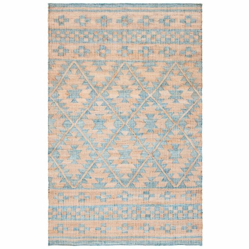 Handwoven Blue and Natural 6' x 9' Kilim Area Rug