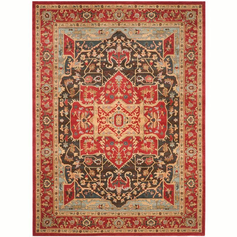 Elegant Red Synthetic 9' x 12' Hand-Knotted Reversible Area Rug