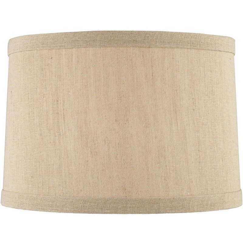 Taupe Linen Hardback Drum Lamp Shade with Harp and Finial