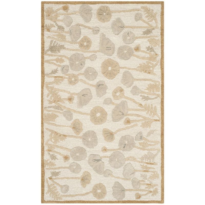 Hand-Tufted Off-White Wool & Viscose Rectangular Accent Rug