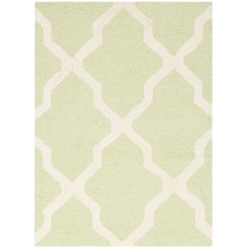 Hand-Tufted Light Green & Ivory Wool Square Accent Rug - 2' x 3'