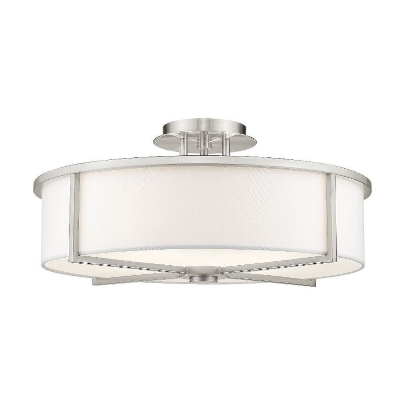 Wesley Brushed Nickel Drum Semi-Flush Mount Light