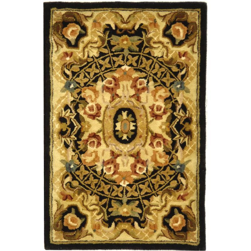 Black and Gold 2' x 3' Hand-Tufted Wool Area Rug