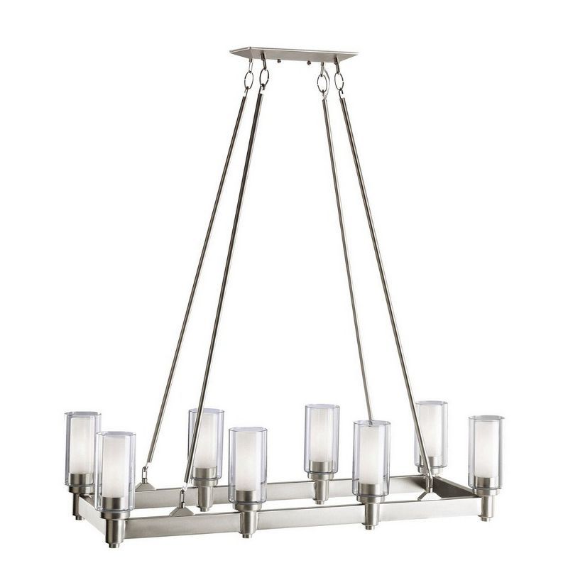 Contemporary Distressed Bronze 8-Light Linear Chandelier