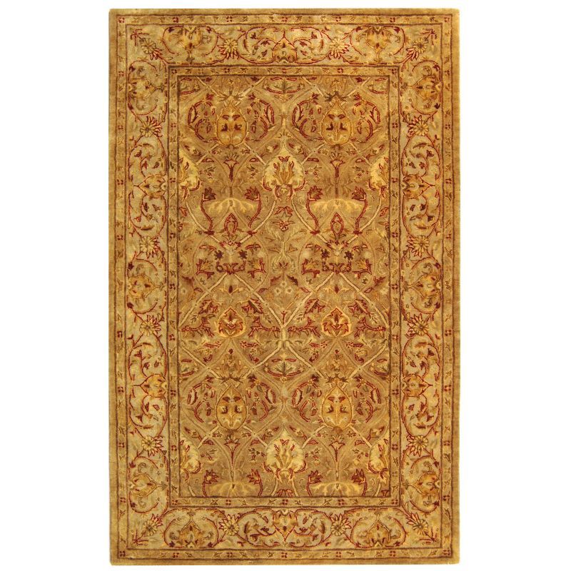 Moss and Beige 5' x 8' Hand-Tufted Wool Area Rug