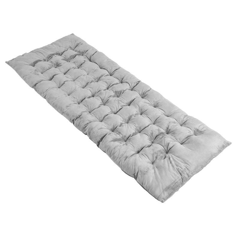 Gray Crystal Velvet Rectangular Camping Cot Pad with Foam Filling