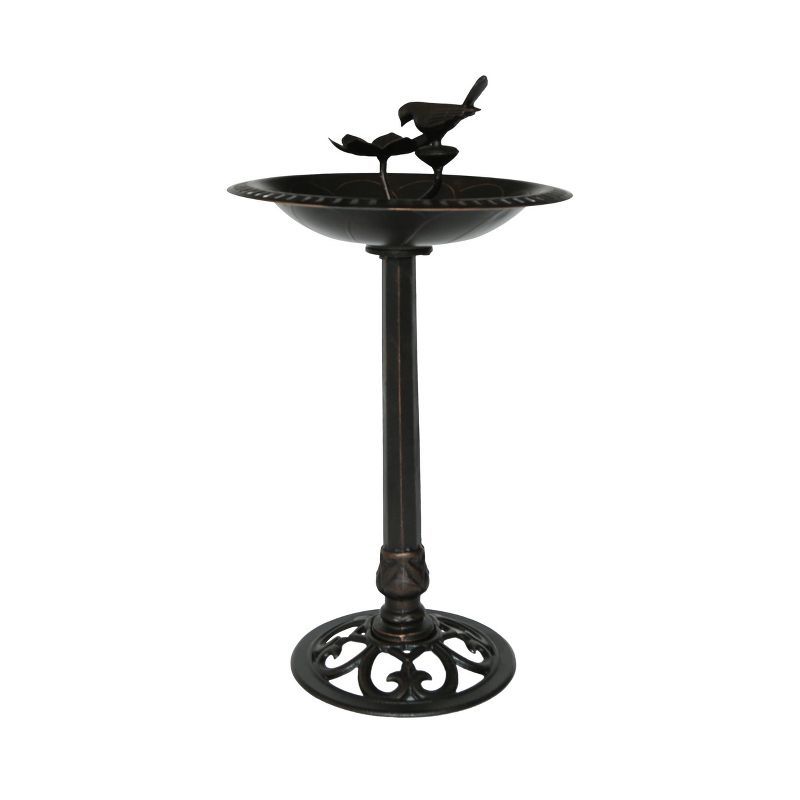 24" Vintage Black Aluminum and Iron Bird Bath