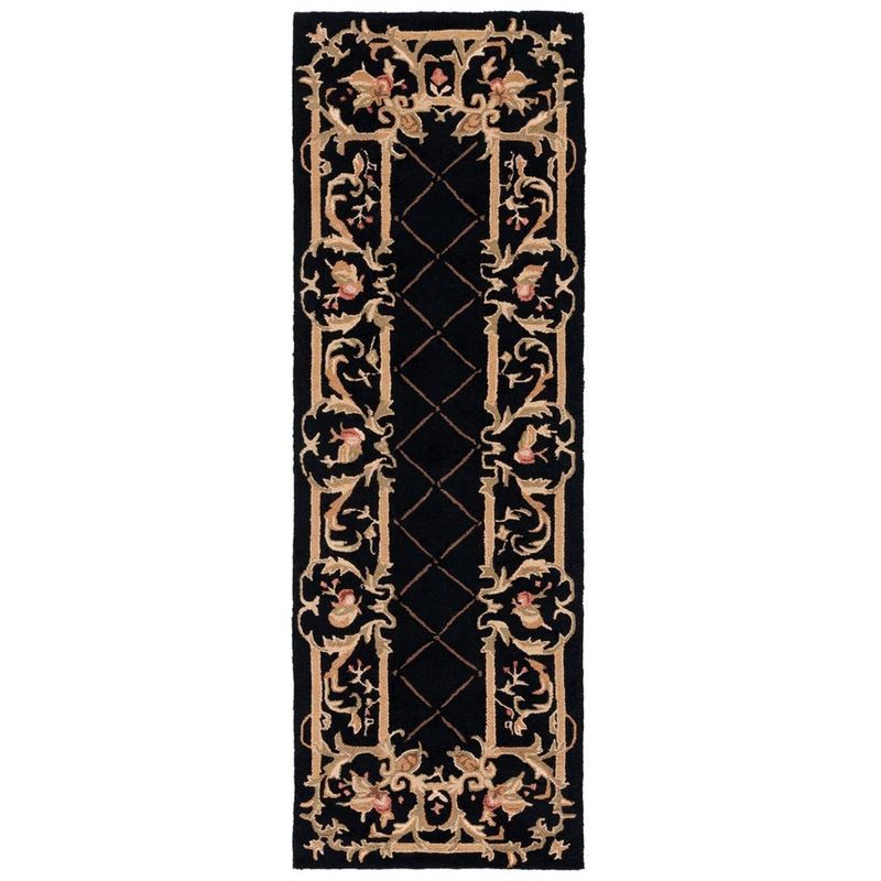 Chelsea Black Wool 3' x 8' Hand Hooked Runner Rug