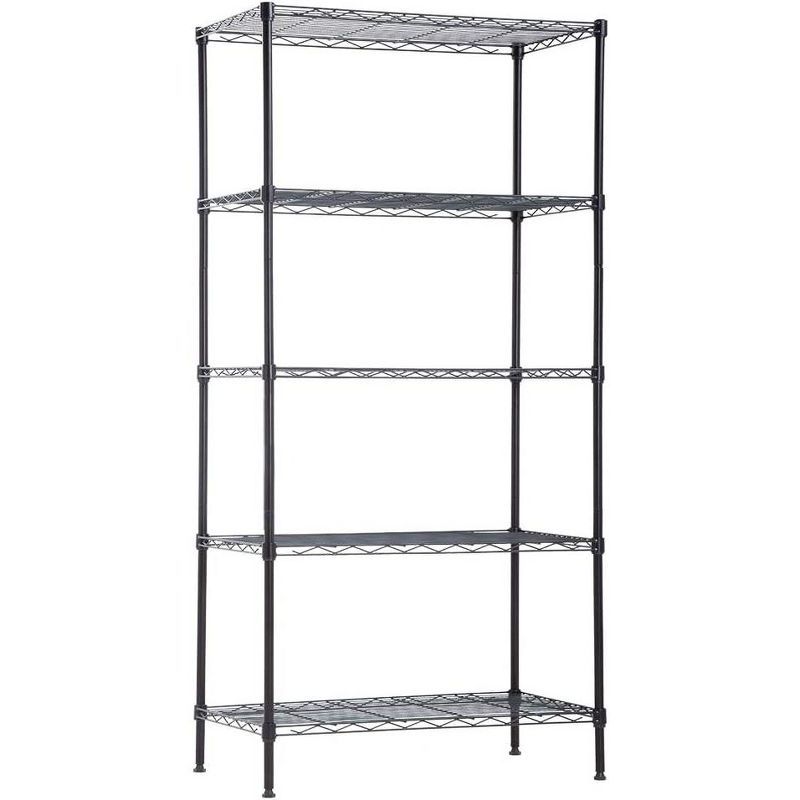 Black 5-Tier Adjustable Metal Wire Shelving Unit