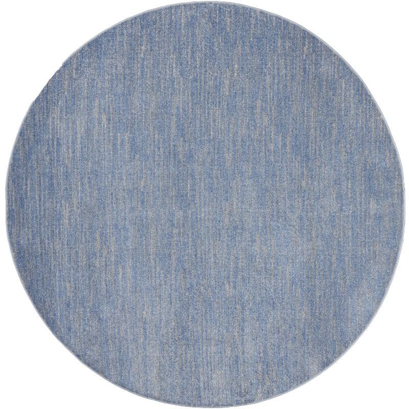 Handmade Look Blue/Grey Round 8' Synthetic Easy-Care Rug