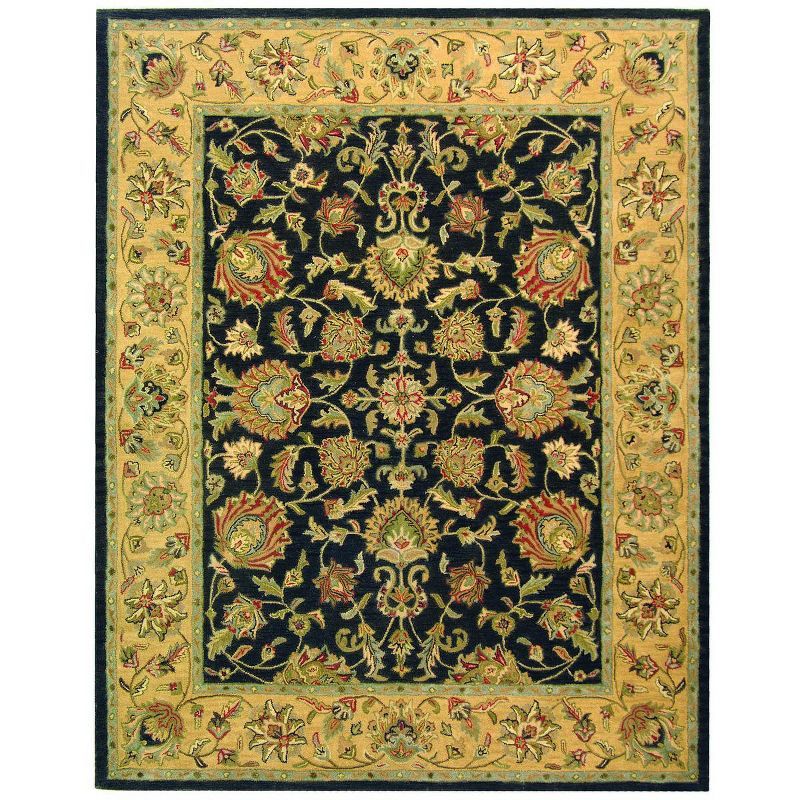 Elegant Charcoal and Gold Hand-Tufted Wool Area Rug - 7'6" x 9'6"