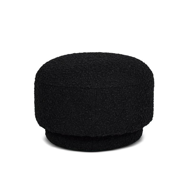 Fuji 15" Ebony Black Boucle Mushroom Footstool Ottoman