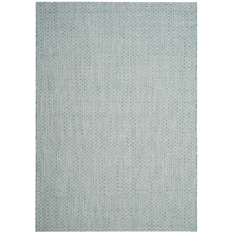 Light Blue and Grey Rectangular Synthetic Outdoor Area Rug