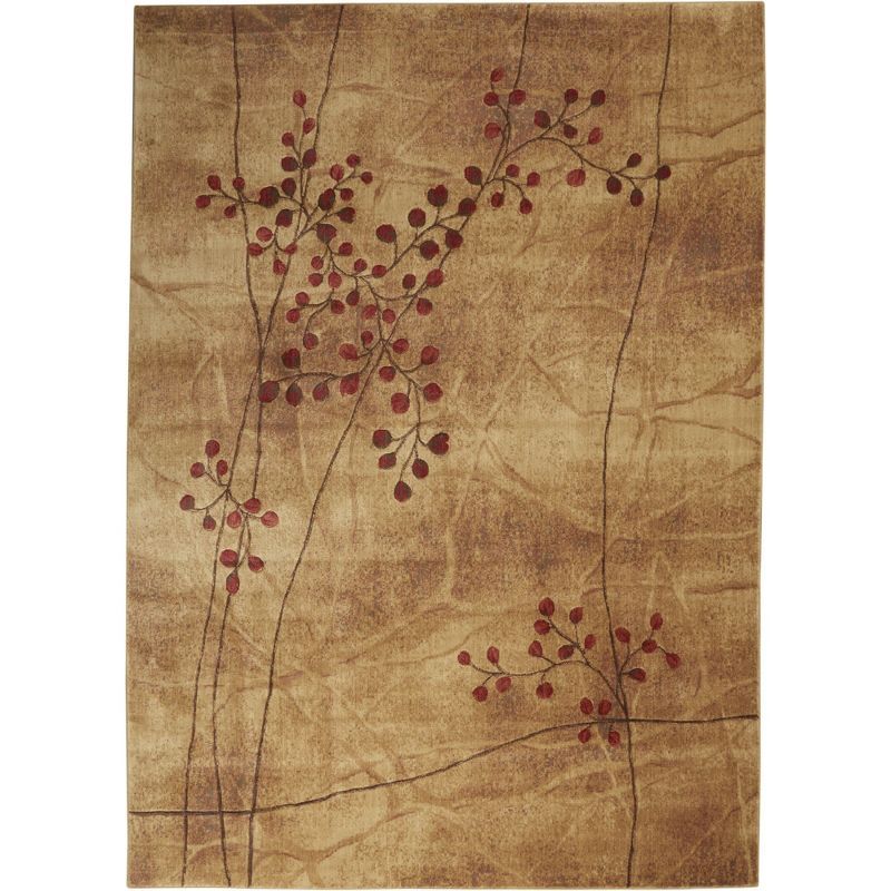 Latte Floral Synthetic 10' x 14' Area Rug