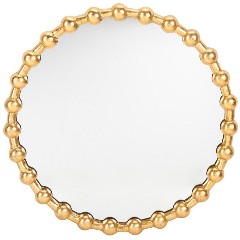 Eden 25" Round Gold Pine Wood Wall Mirror