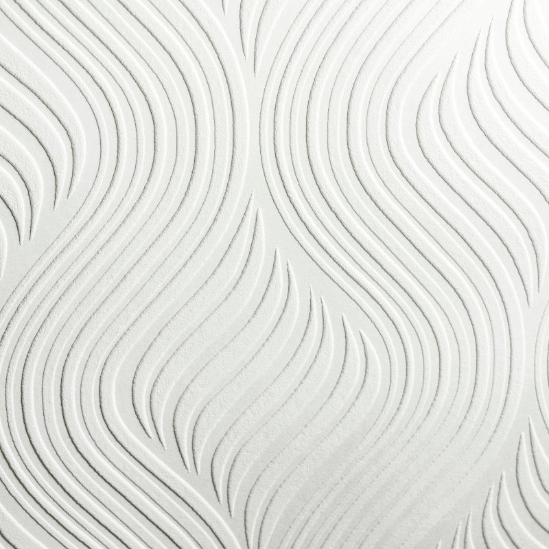 White Embossed Paintable Geometric Wallpaper Roll