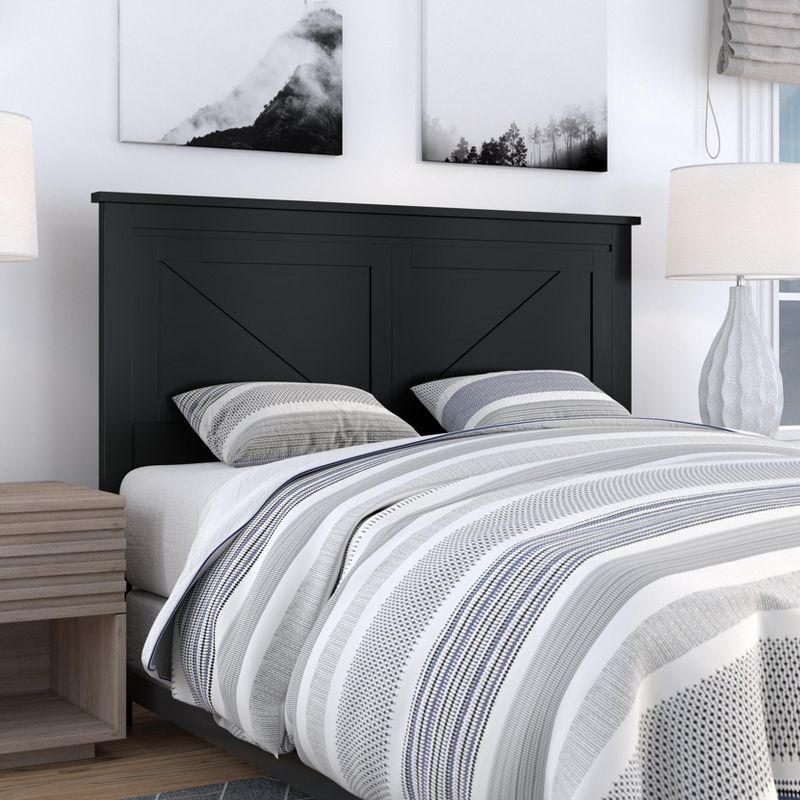 Twin Black Solid Wood Farmhouse Panel Headboard