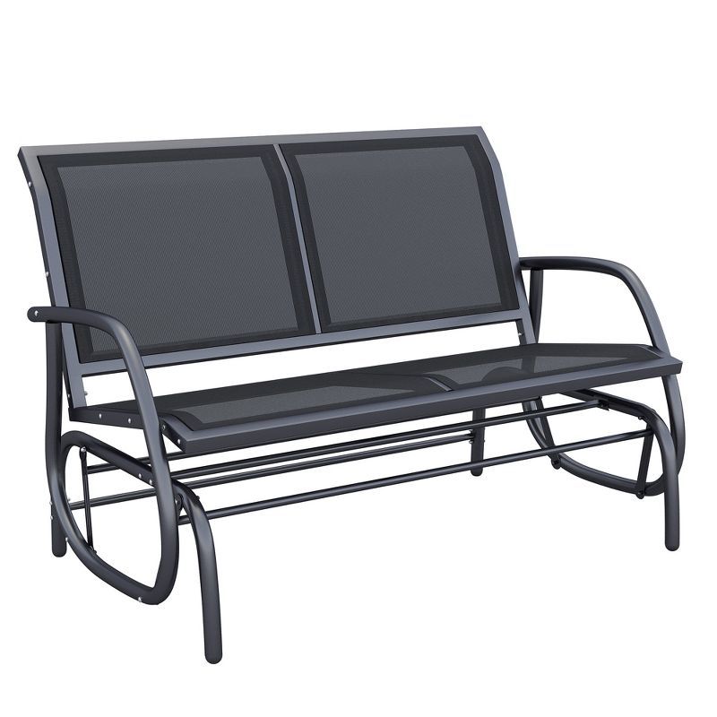 Soothing Mesh Ventilated Outdoor Glider Bench in Black