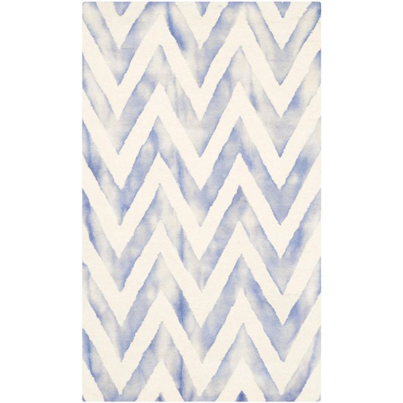 Ivory & Blue Hand-Tufted Wool Rectangular Area Rug