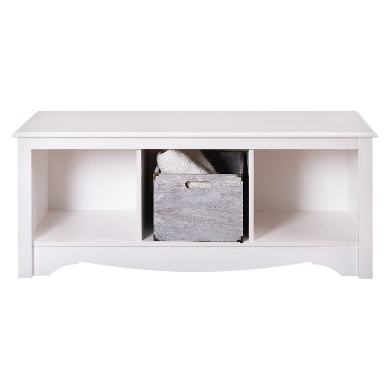 Monterey Chic White Laminated Cubby Storage Bench - 54in