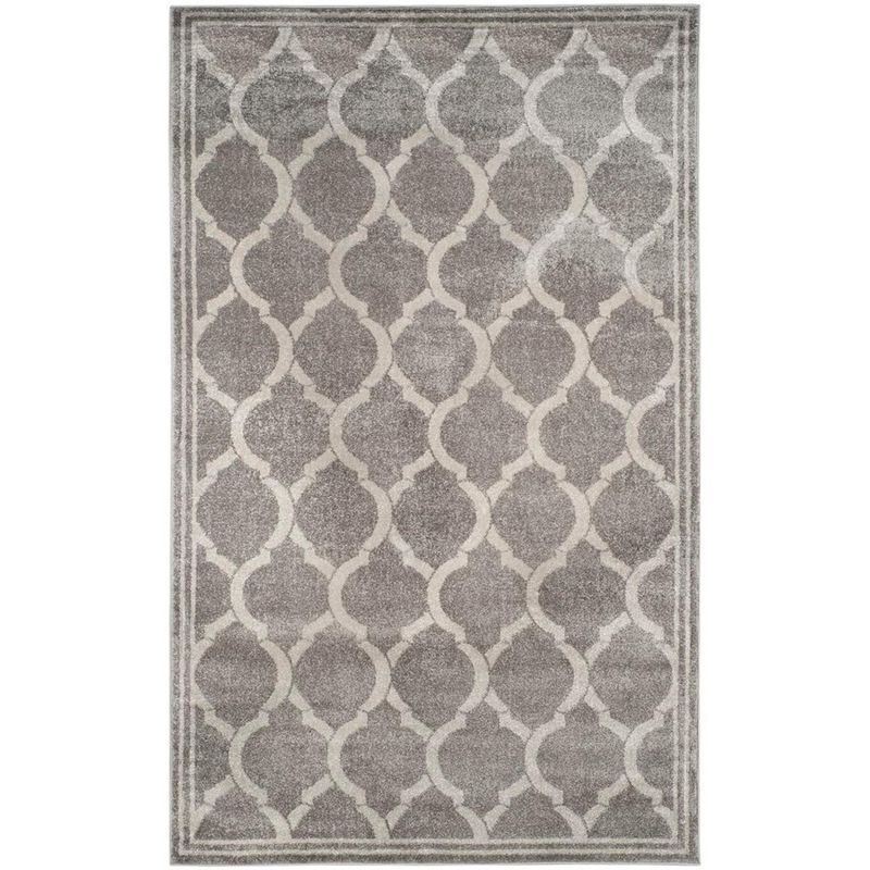 Grey and Light Grey Reversible Synthetic Area Rug, 5' x 8'