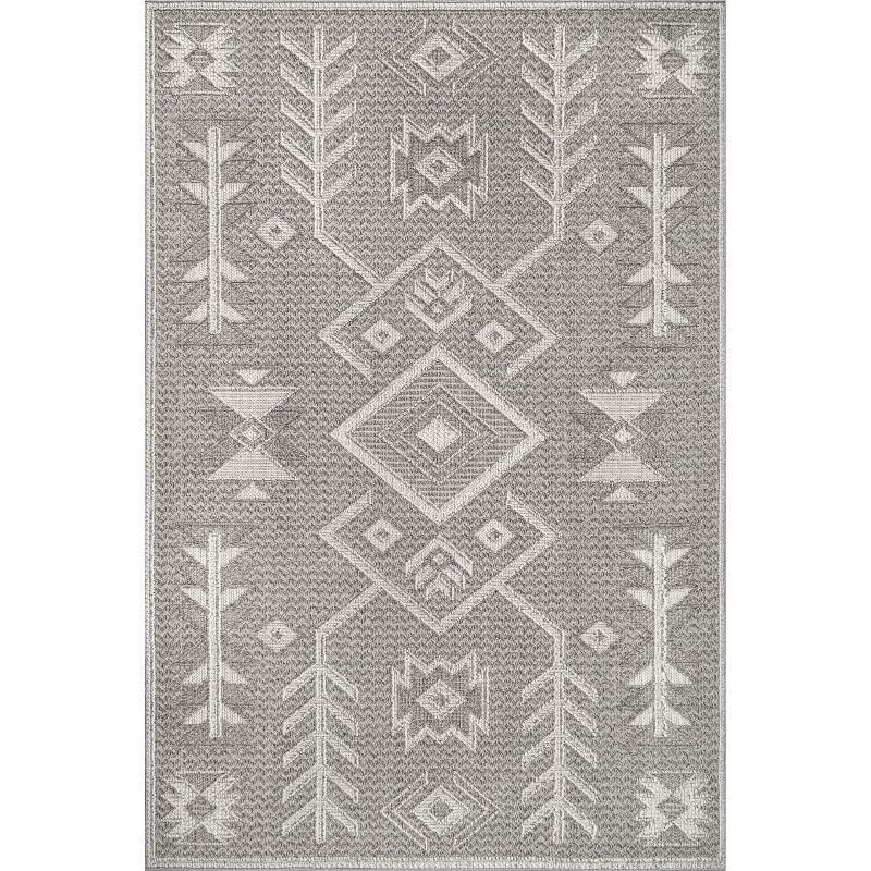 Cozy Haven Textured Southwestern 5'3" x 7'6" Synthetic Area Rug in Gray