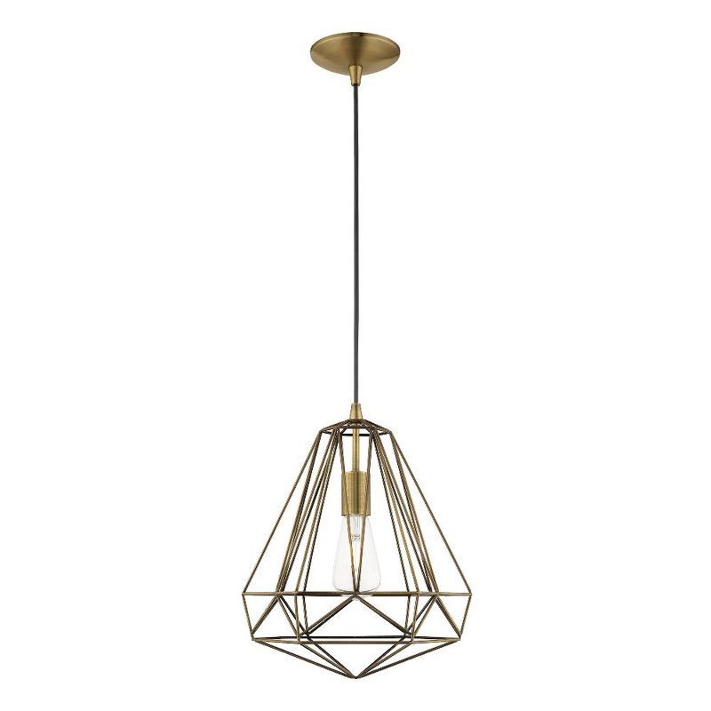 Antique Brass Geometric Mini Pendant Light with LED