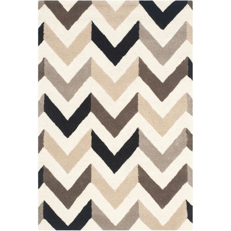 Handmade Black and Beige Wool Tufted 4' x 6' Area Rug