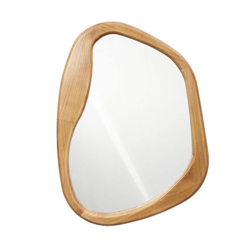 Natural Pine Wood Irregular Oblong Wall Mirror